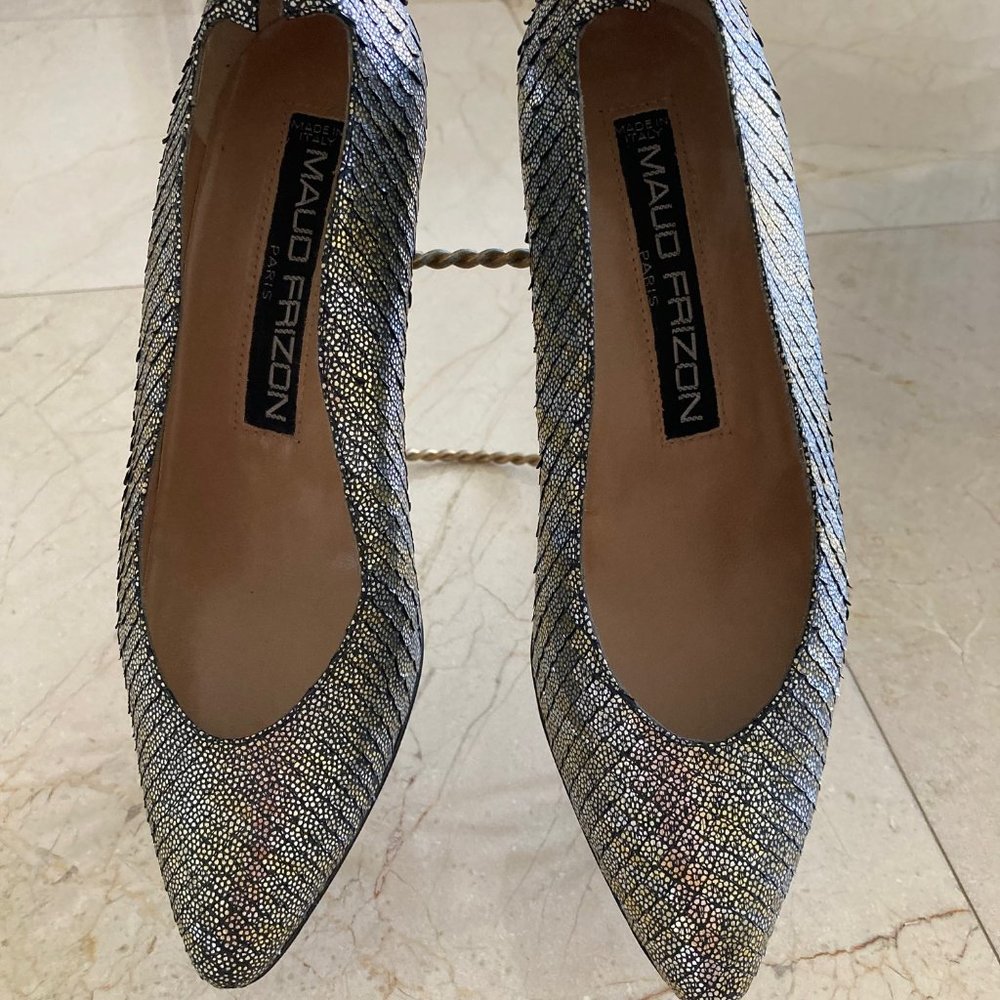 Maud Frizon Kitten Heel Silver Shoes 36 1/2